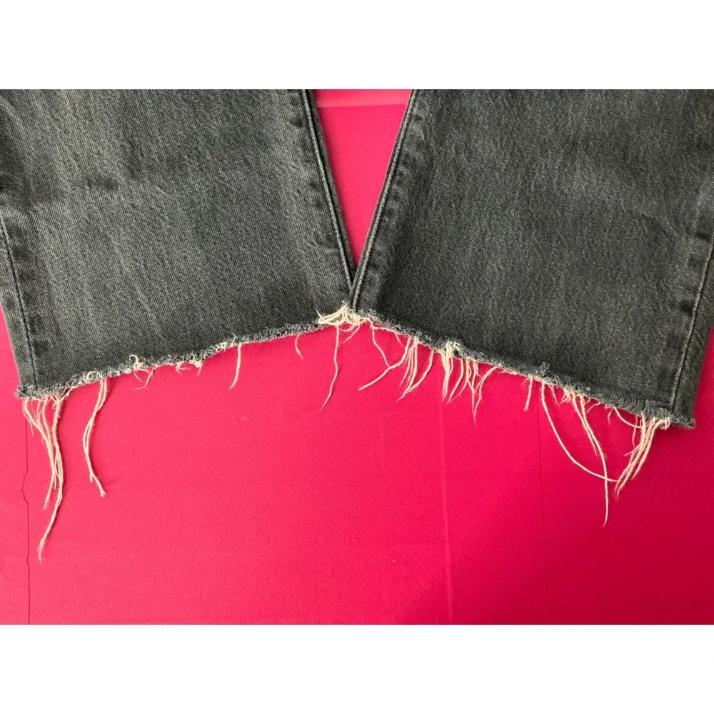 Levi Strauss 501‎ Mens Original Fit Black Denim Jeans 33x30 Button Fly Raw Hem